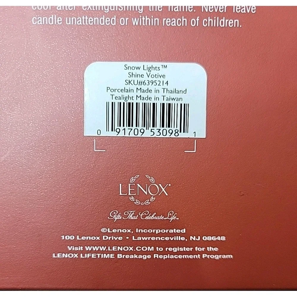 Lenox For the Holidays Snow Lights Shine Votive Porcelain Tealight Holder New